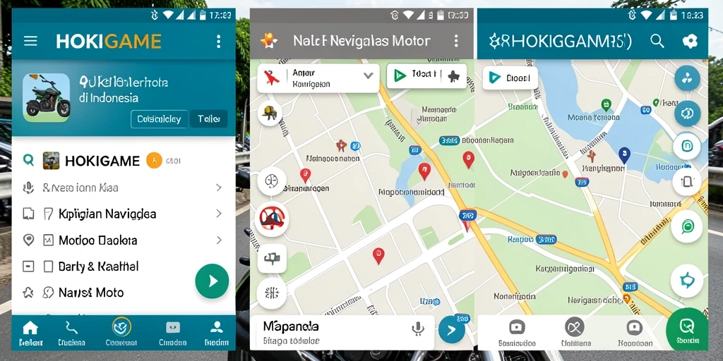 Antarmuka HOKIGAME menampilkan fitur Navigasi Motor yang intuitif dan informatif.