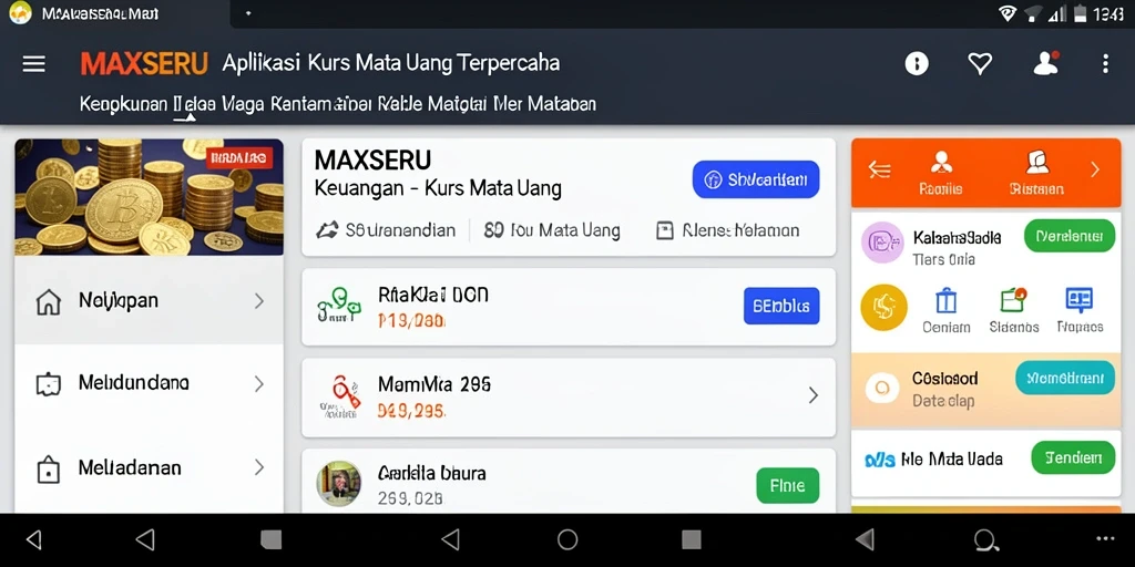 Tampilan antarmuka aplikasi MAXSERU untuk kurs mata uang.