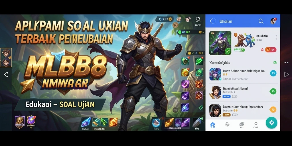Tampilan antarmuka aplikasi Soal Ujian MLBB8 yang menarik.