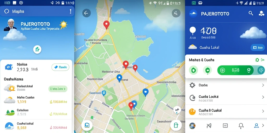Antarmuka utama PAJEROTOTO menampilkan informasi cuaca lokal terkini.