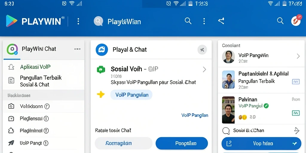 Antarmuka pengguna PLAYWIN dengan fungsi VoIP Panggilan yang intuitif.