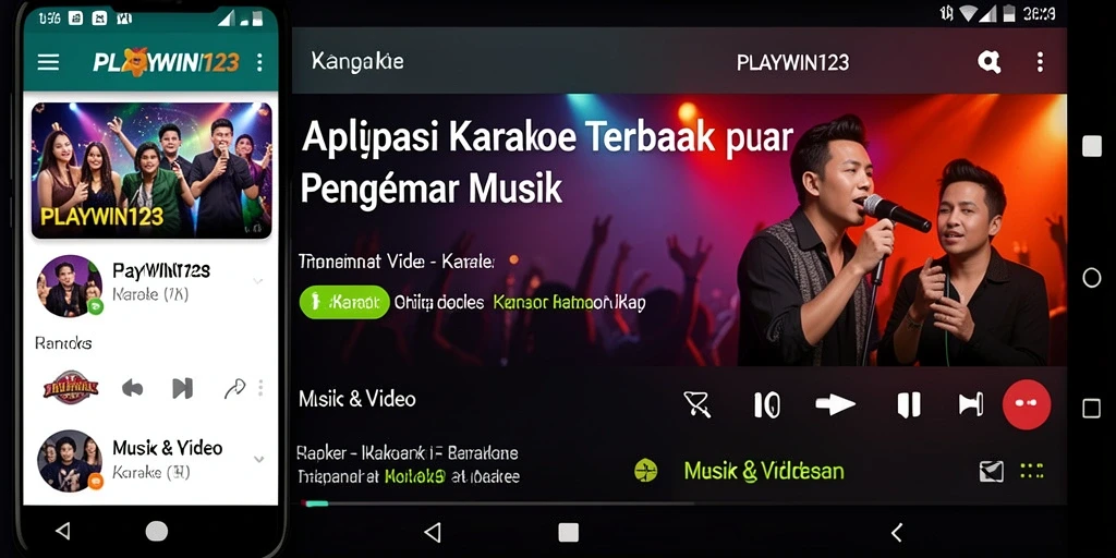 Tampilan antarmuka pengguna <strong>PLAYWIN123</strong> yang menarik untuk pengalaman Karaoke.