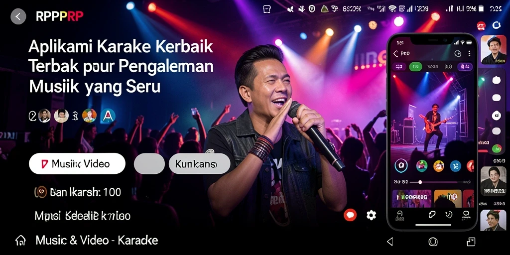 Antarmuka aplikasi RPRPRP yang menarik untuk karaoke.