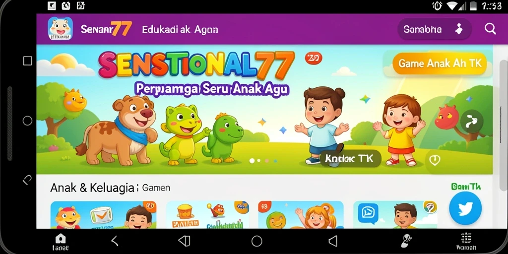 Tampilan antarmuka pengguna SENSATIONAL77 yang ceria dan interaktif.