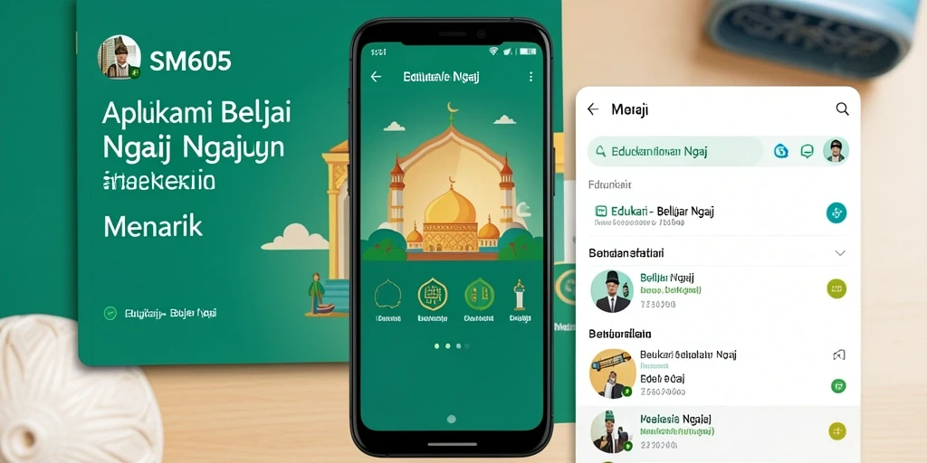 Antarmuka aplikasi SM605 untuk belajar ngaji yang interaktif dan mudah digunakan.