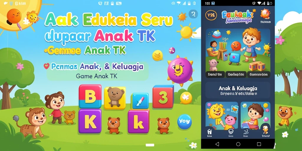 Antarmuka ceria dan permainan edukatif yang menyenangkan.